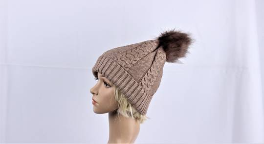 Head Start best selling cashmere fleece lined cable beanie beige STYLE : HS/4505